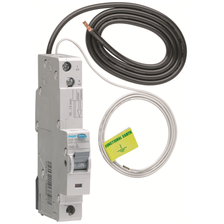 Hager ADA195U RCBO SP A C 45A 30mA 10kA