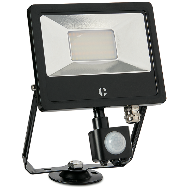 20W Floodlight, Colour Switchable PIR IP44, Tilt-Twist-Turn Bracket