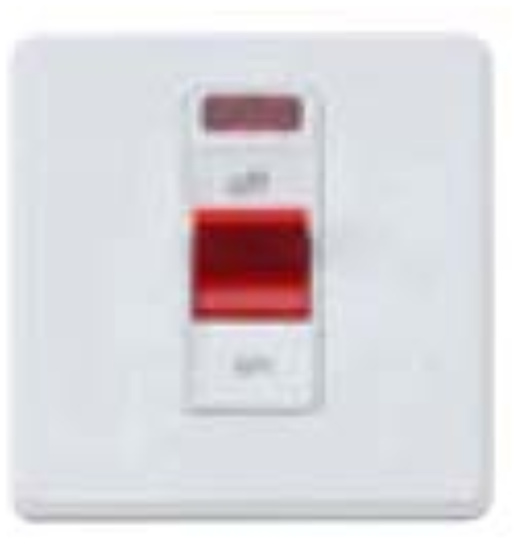 Frontplate, 1 Gang 50A DP Switch & Neon, c/w Black Trim