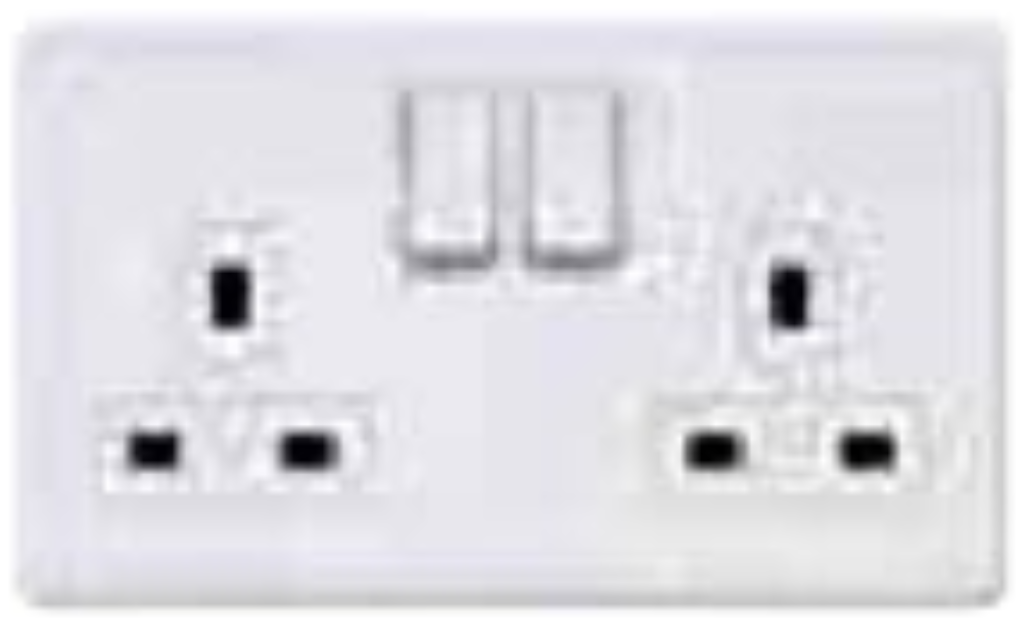 Frontplate, 2 Gang 13A DP Dual Earth Swd Socket, c/w Black Trim