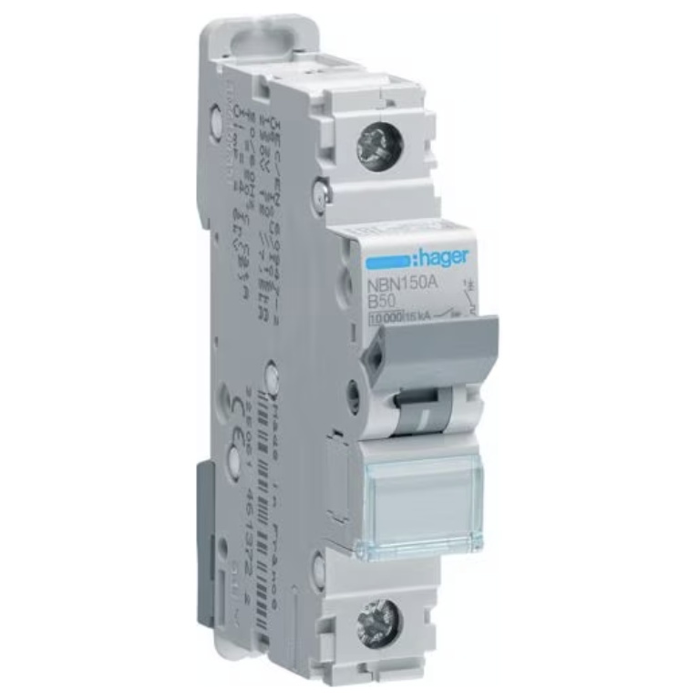 Hager NBN150A MCB SP Type B 50A 10kA