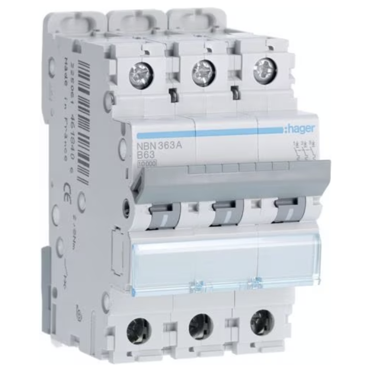 Hager NBN363A MCB TP Type B 63A 10kA