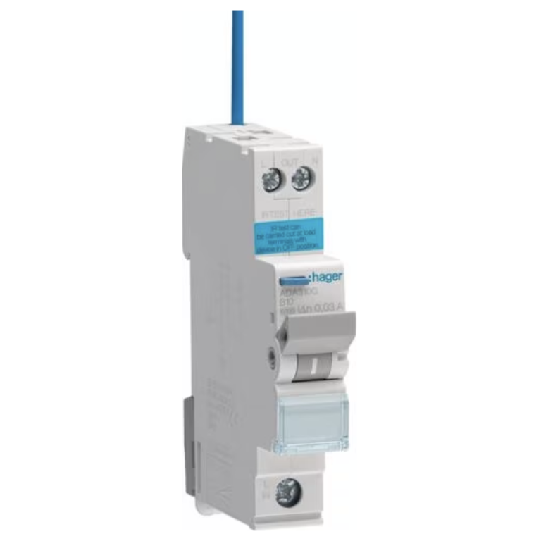 HAGER ADA310G 10A RCBO B TYPE 6kA
