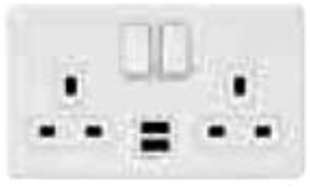 Frontplate, 2 Gang 13A DP Swd Socket 2xUSB