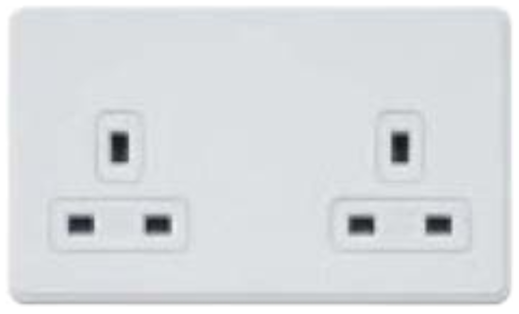 Socket, 2 Gang Dual Earth Unswitched