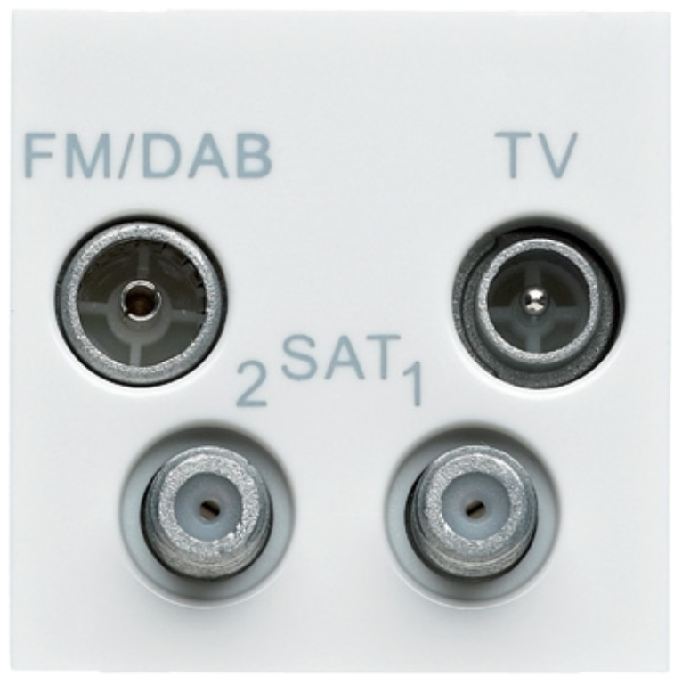 Socket, 2 Module TV/FM/DAB/SATx2, Quadplexer