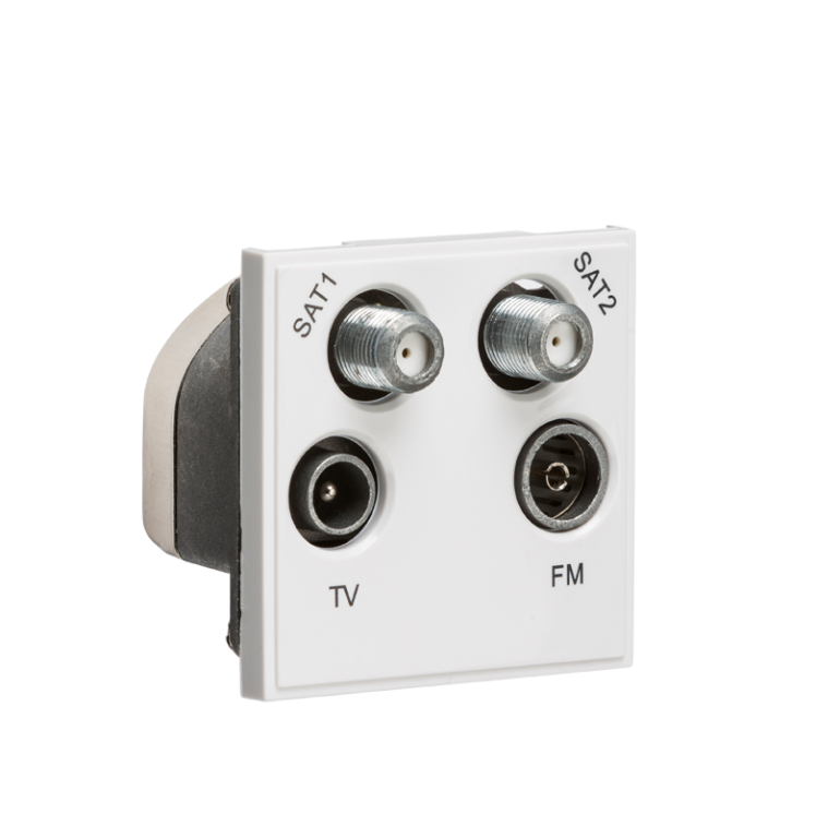 Outlet, Modular Quadplexed, Sat1/Sat2/TV/FM DAB