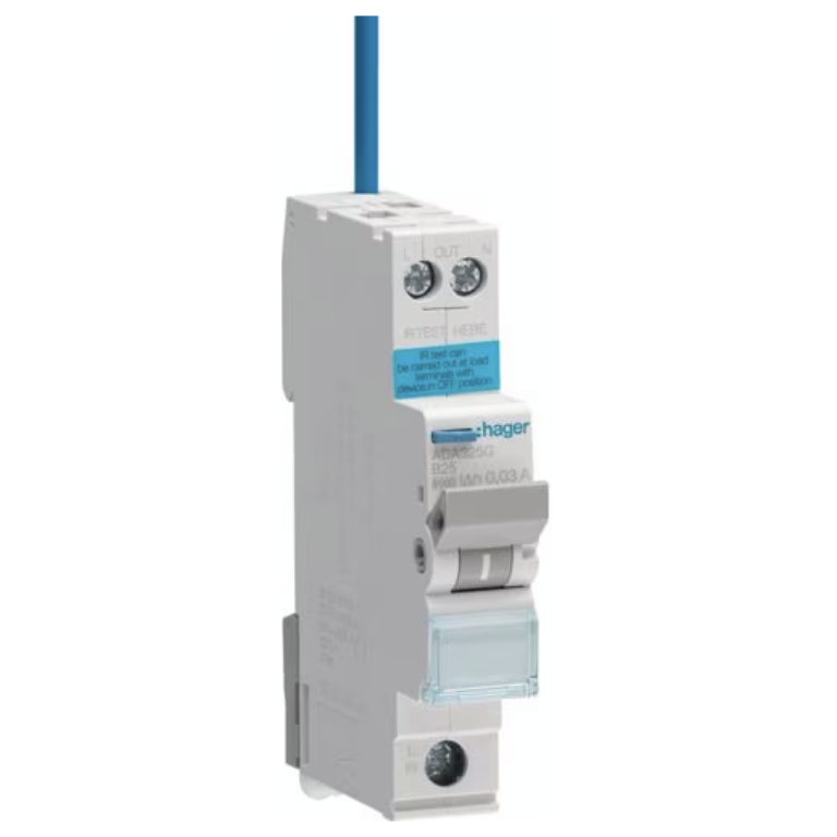 HAGER ADA325G 25A RCBO B TYPE 6kA