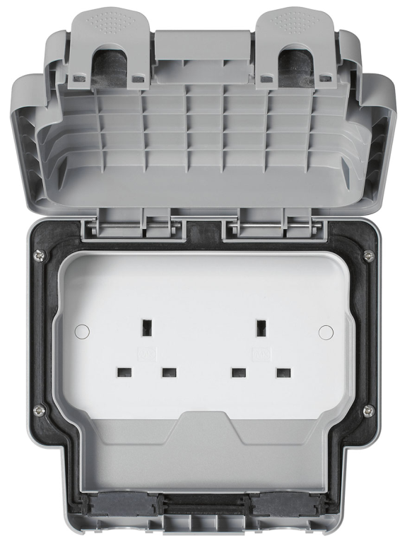 Socket, 2 Gang Unswitched IP66