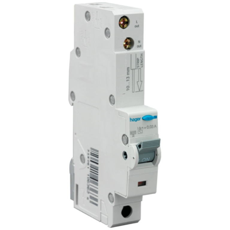 HAGER ADA160U RCBO SP A C 10A 30MA 10KA