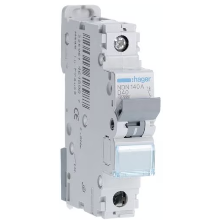 Hager NDN140A MCB SP Type D 40A 10kA